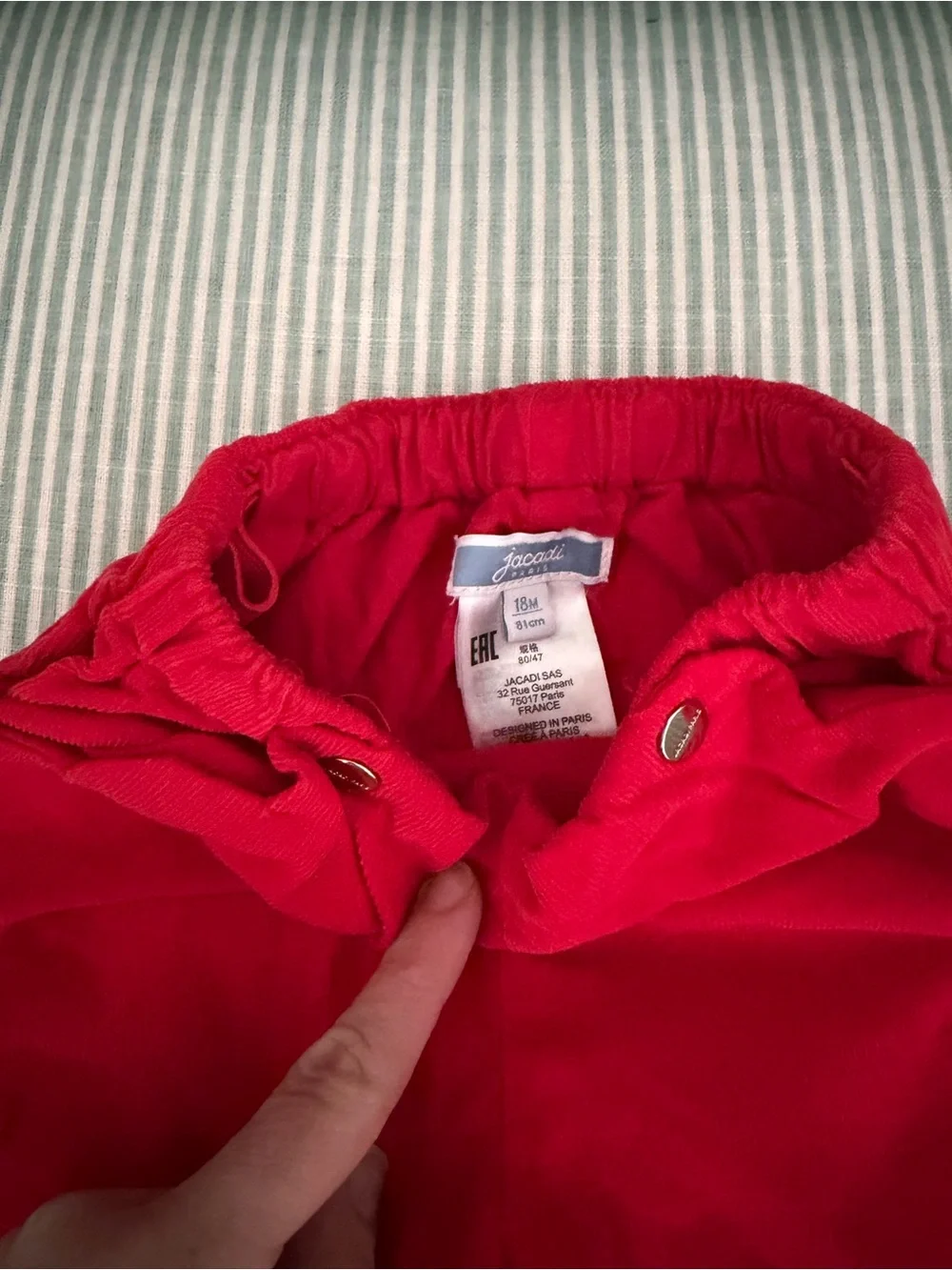 Jacadi Bright Red Corduroy Kids Pants